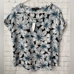 Banana Republic small black with blue/white/yellow florals